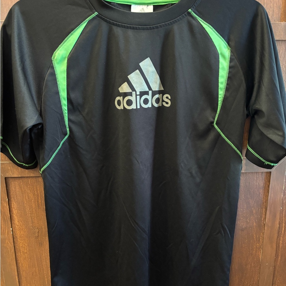 Adidas Black Shirt with Green Highlights